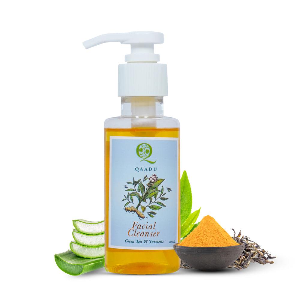 QAADU Facial Cleanser with Green Tea and Turmeric, 100ml, is the perfect solution for dull skin, ageing skin, grimy skin, and uneven complexion. This powerful facial cleanser is formulated to revitalize and rejuvenate your skin, leaving it refreshed and glowing. Ideal for all skin types, the QAADU Facial Cleanser combines the natural goodness of green tea and turmeric to deeply cleanse, detoxify, and brighten your skin.