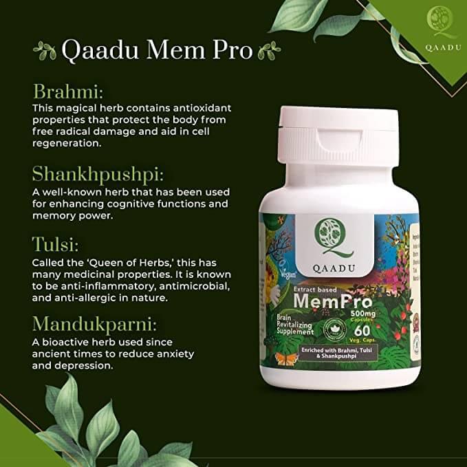 Brahmi: This magical herb contains antioxidant properties that protect the body from free radical damage and aid in cell regeneration. Shankhpushpi: A well-known herb that has been used for enhancing cognitive functions and memory power. Tulsi: Known as the 'Queen of Herbs,' this plant has many medicinal properties, including anti-inflammatory, antimicrobial, and anti-allergic effects. Mandukparni: A bioactive herb used since ancient times to reduce anxiety and depression.